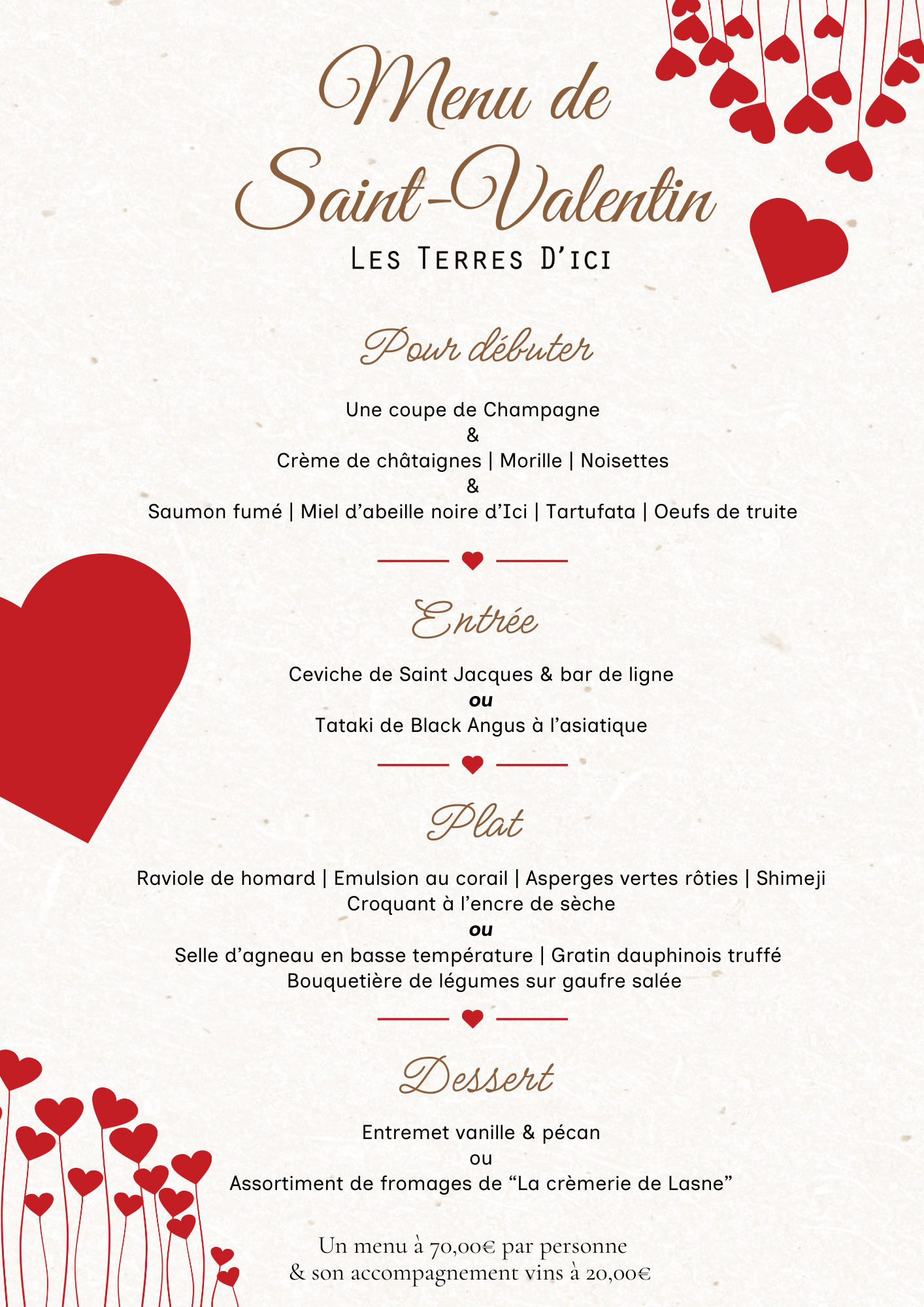 Menu Saint-Valentin restaurant moderne élégant classique romantique coeurs doré rouge (1) Menu Saint-Valentin restaurant moderne élégant classique romantique coeurs doré rouge (1)